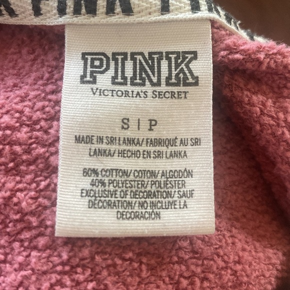 Pink Victoria Secret Hoodie with Logo Women Small Petite Full Zip Up Long Sleeve - Picture 7 of 7